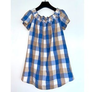 English Factory off shoulder summer sundress Gingham Linen Dress M cover up